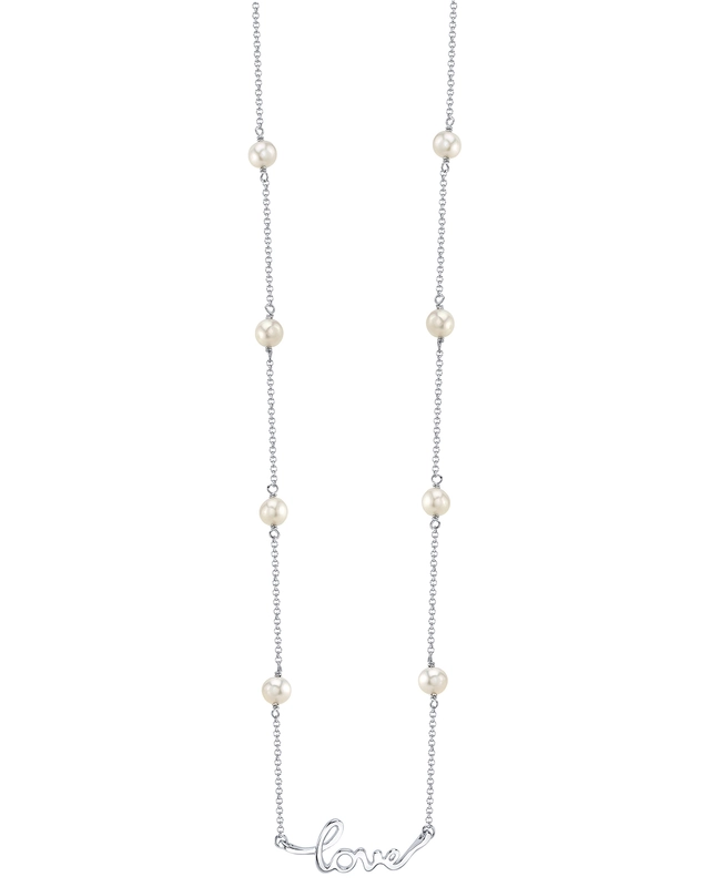 White Freshwater Cultured Pearl Love Pearl Necklace for Women