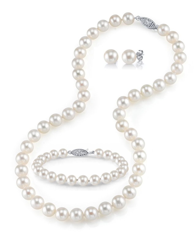 8.5-9.5mm Freshwater Pearl Necklace, Bracelet & Earrings