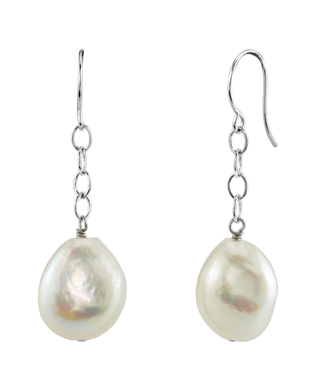 14K Freshwater Baroque Pearl Dangling Tincup Earrings