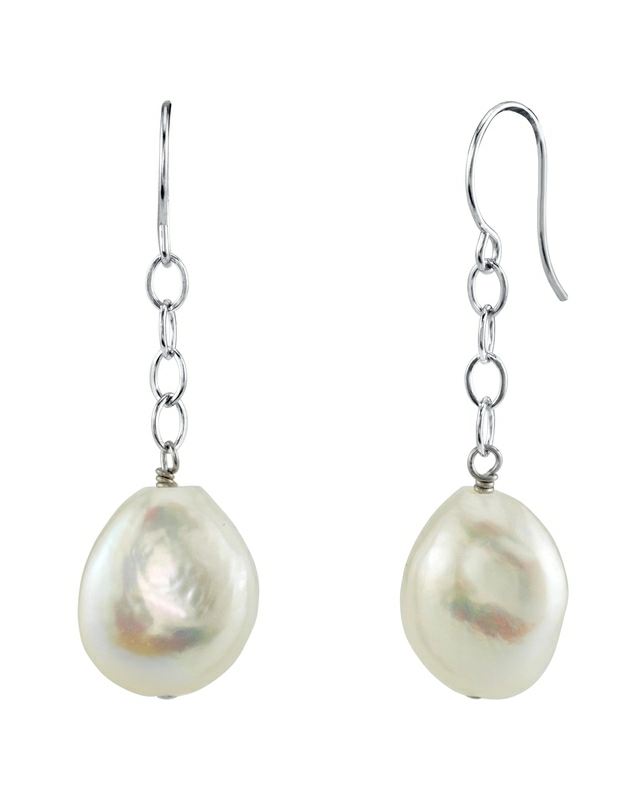 14K Freshwater Baroque Pearl Dangling Tincup Earrings