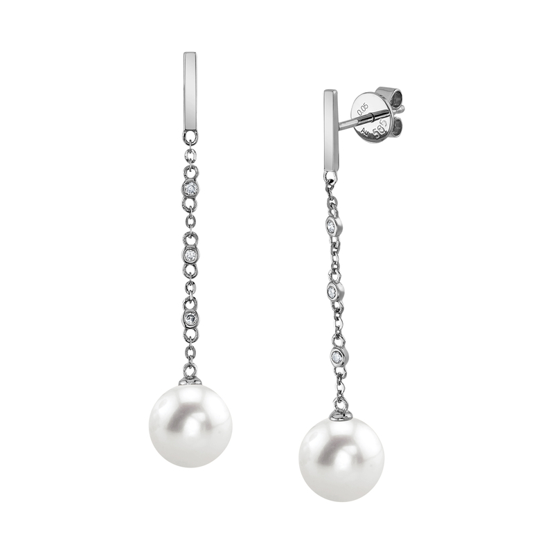 Freshwater Pearl & Diamond Estelle Earrings