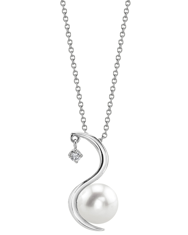 14K Gold Freshwater Pearl & Diamond Ellis Pendant