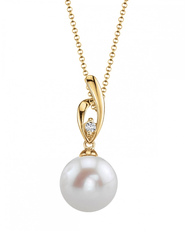 14K Gold Freshwater Pearl & Diamond Lois Pendant