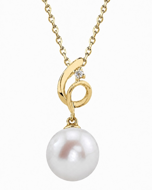 14K Gold Freshwater Pearl & Diamond Symphony Pendant