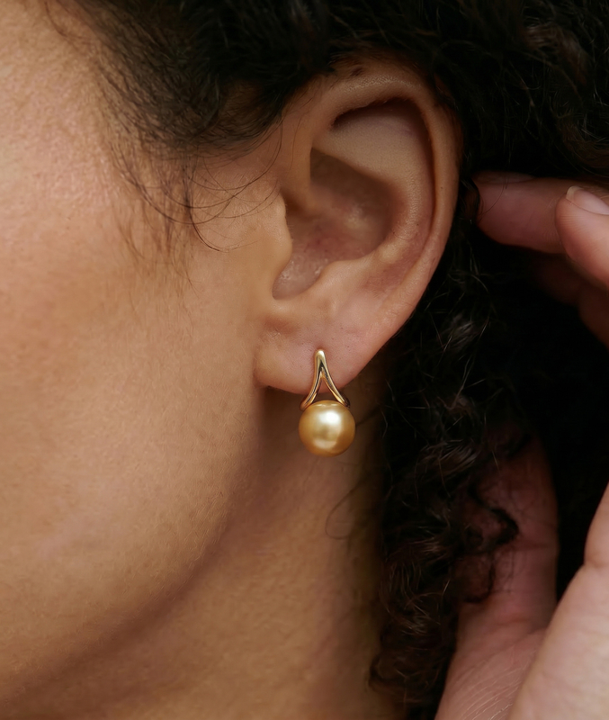 Golden Pearl Lindsey Earrings - Secondary Image