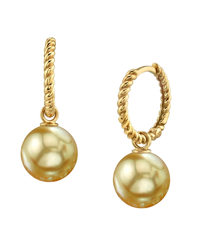 Golden South Sea Pearl Hoop Via Earrings