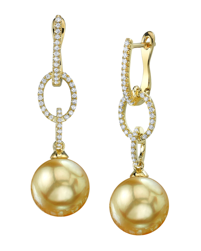 Golden Pearl & Diamond Lucy Earrings