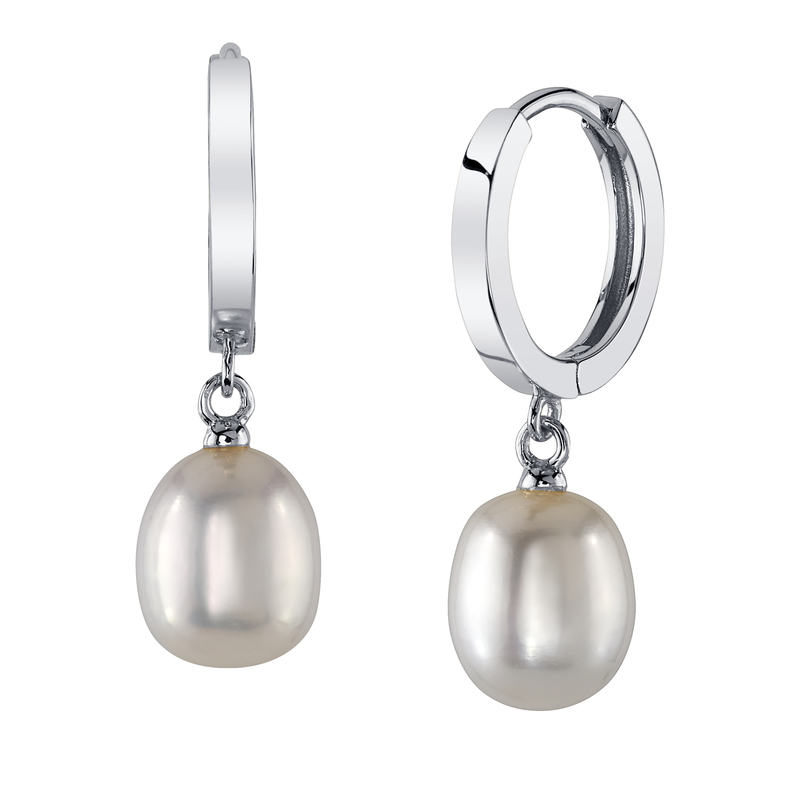 White Freshwater Baroque Huggie Pearl Gianna Earrings