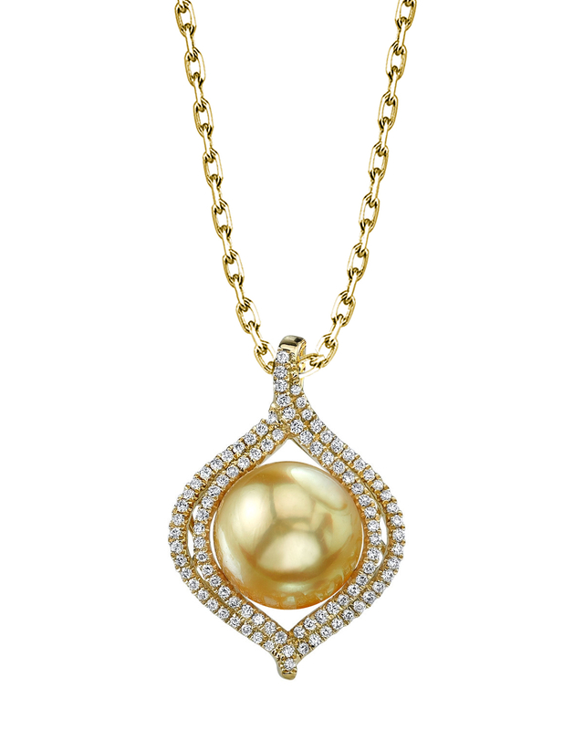 Golden Pearl & Diamond Clara Pendant
