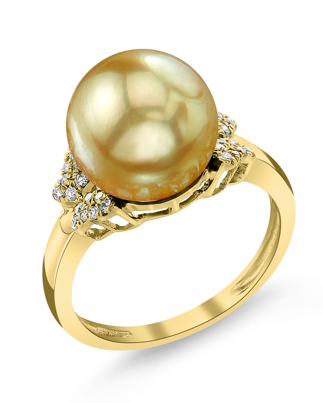 Golden South Sea Pearl & Diamond Nora Ring