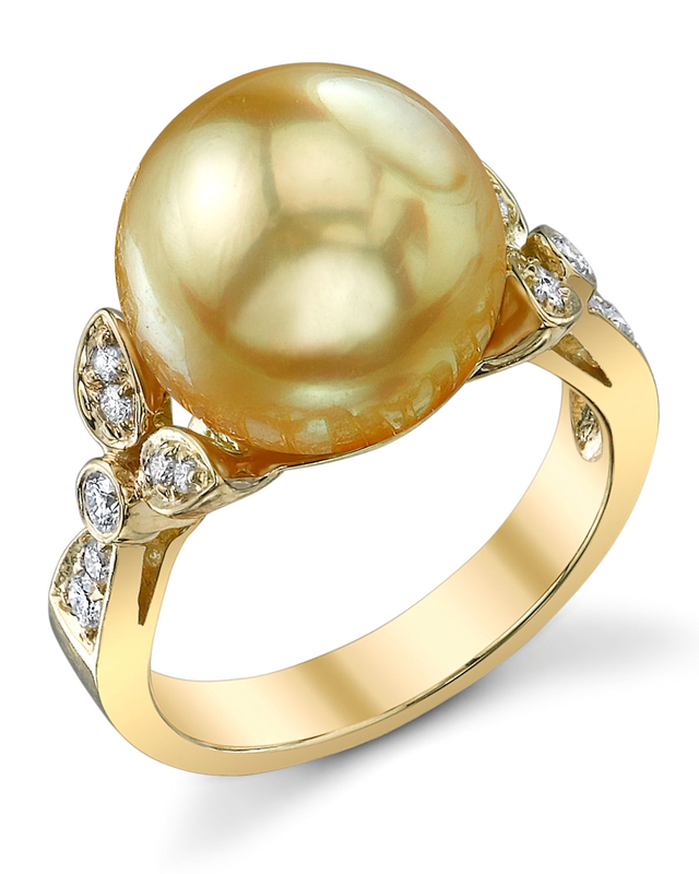 Golden Pearl & Diamond Ariella Ring