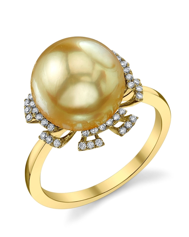 Golden Pearl & Diamond Miley Ring