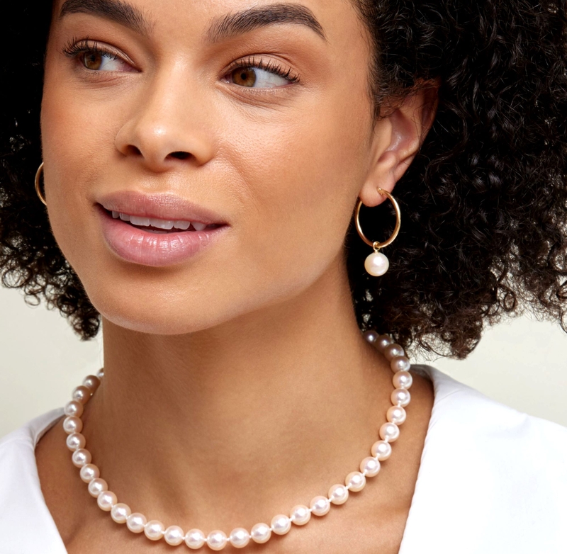 White South Sea Pearl Hoop Leane Dangling Earrings - Secondary Image