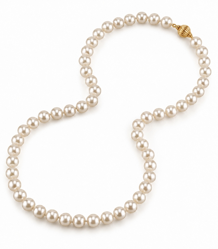 7.5-8.0mm Japanese Akoya White Pearl Necklace - AAA Quality