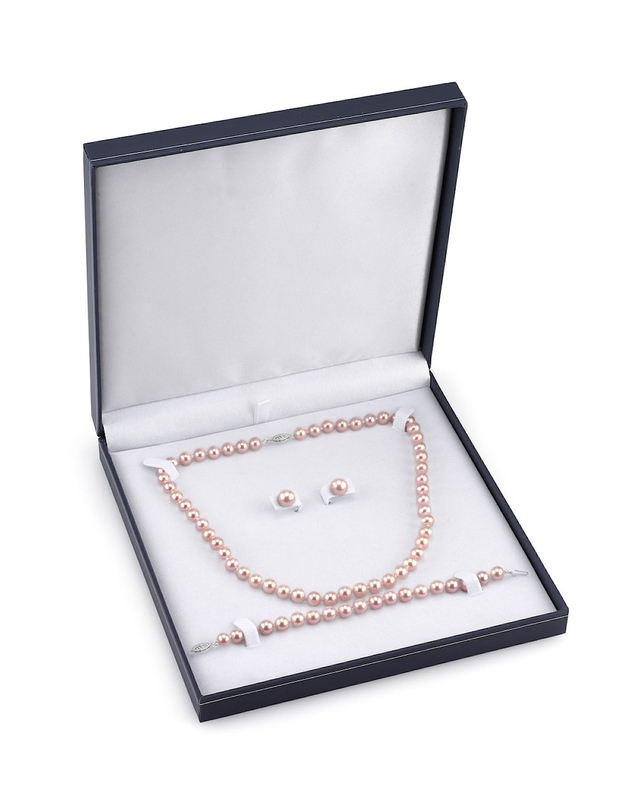 6.5-7.0mm Pink Freshwater Pearl Necklace, Bracelet & Earrings - Fourth Image