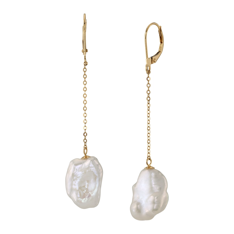 18K White Freshwater Baroque Pearl Polly Earrings - Third Image