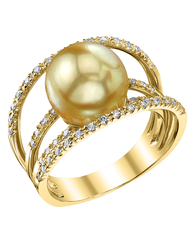 Golden Pearl & Diamond Rachel Ring