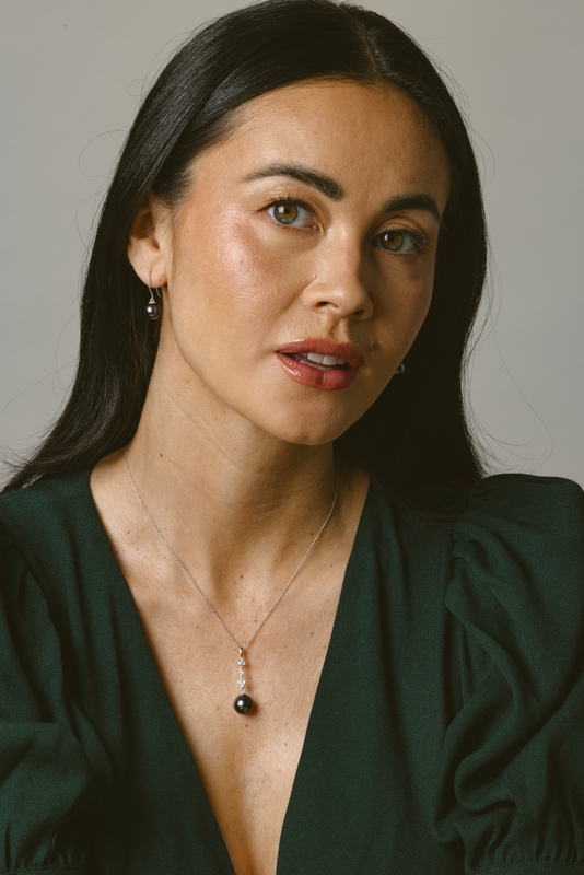 Tahitian South Sea Pearl & Lab Grown Diamond Georgia Pendant - Model Image