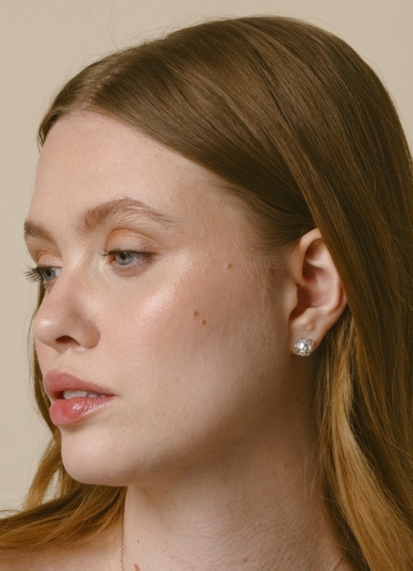 White South Sea Pearl Cora Earrings - Model Image