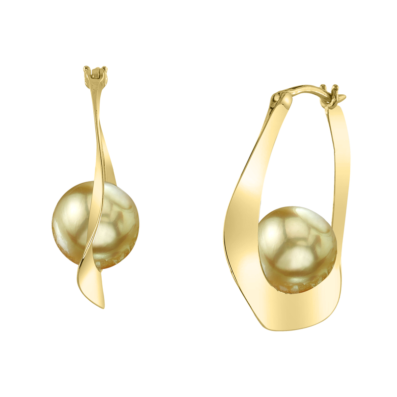 Golden South Sea Pearl Hoop Sloane Earrings