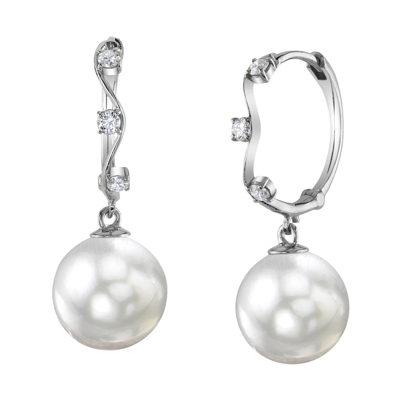 White South Sea Pearl & Diamond Hoop Sophie Earrings