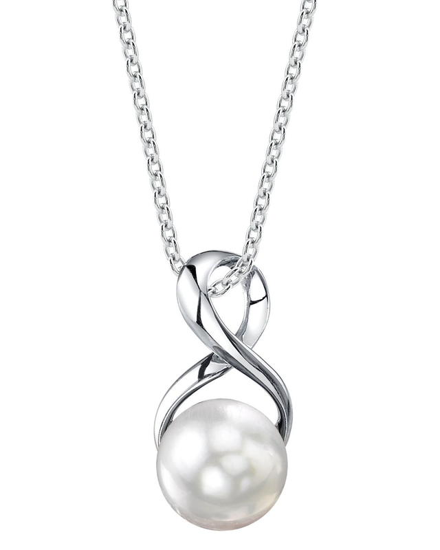 White Freshwater Pearl Infinity Pendant