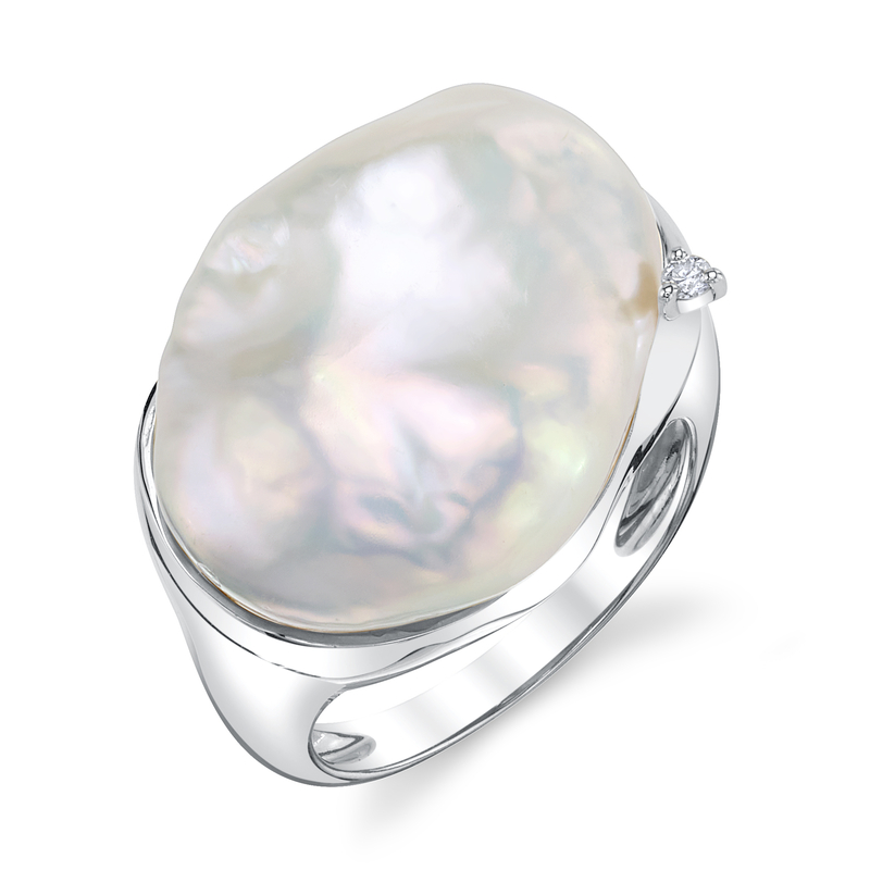 White Freshwater baroque Pearl Isla Ring