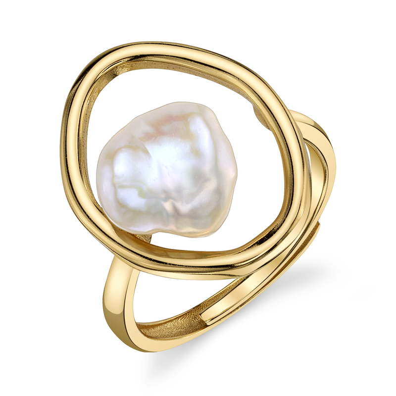 White Freshwater baroque Pearl Monroe Ring