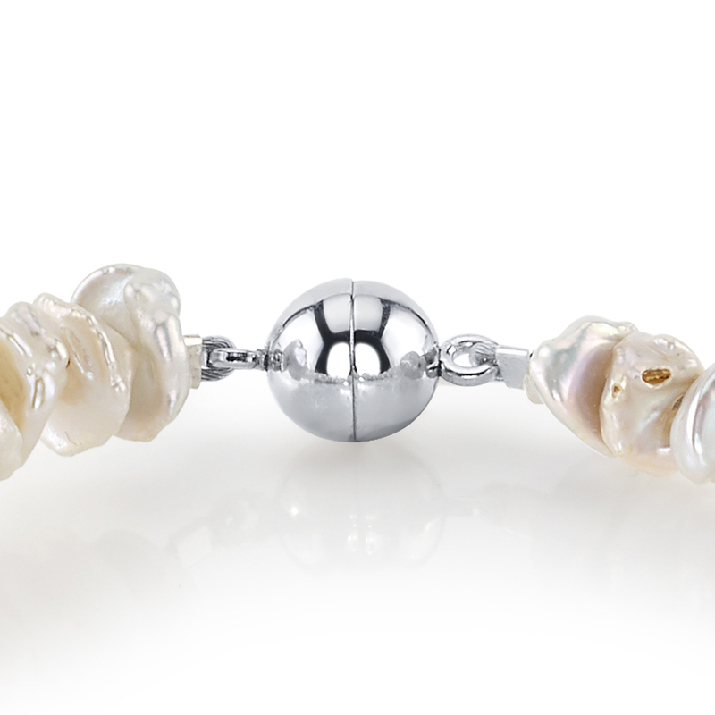 8.0-8.5mm White Freshwater Keshi Pearls Bracelet - Model Image