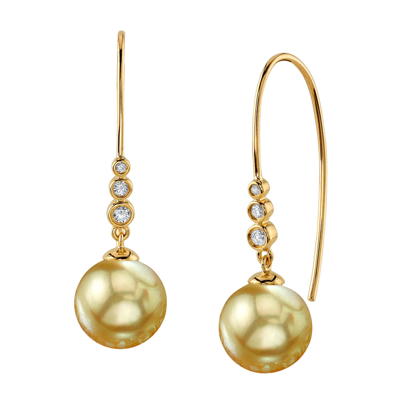 Golden Pearl & Diamond Stella Earrings