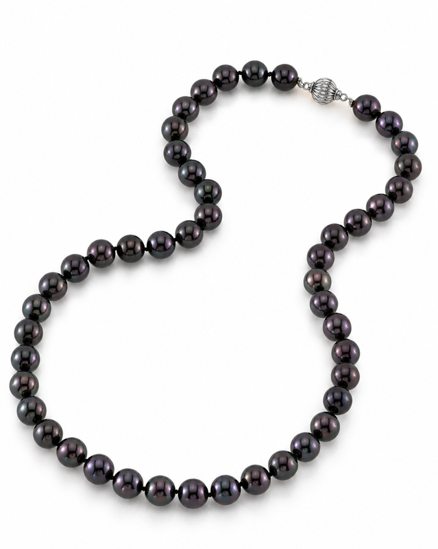 8.5-9.0mm Japanese Akoya Black Pearl Necklace - AAA Quality