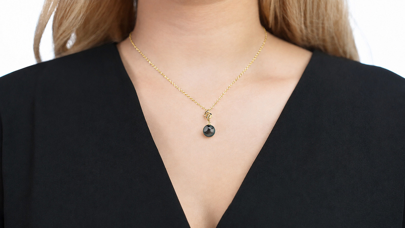 14K Tahitian South Sea Pearl & Diamond Aria Pendant - Secondary Image