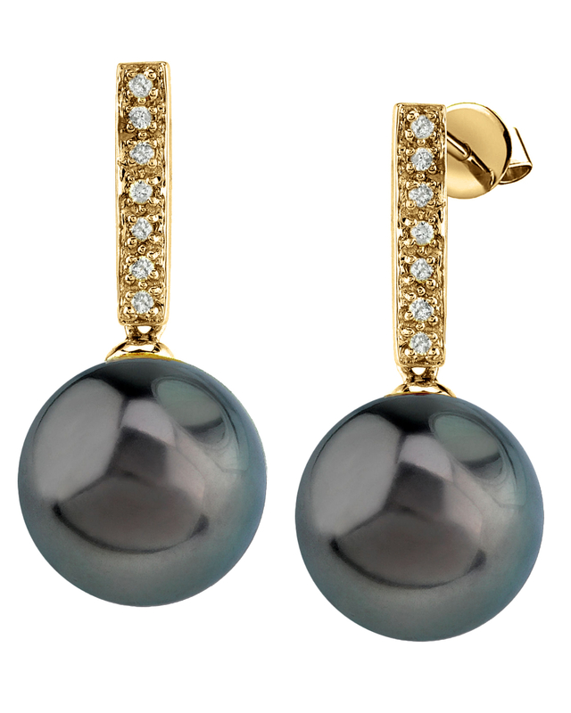 Tahitian South Sea Pearl Dangling Diamond Earrings
