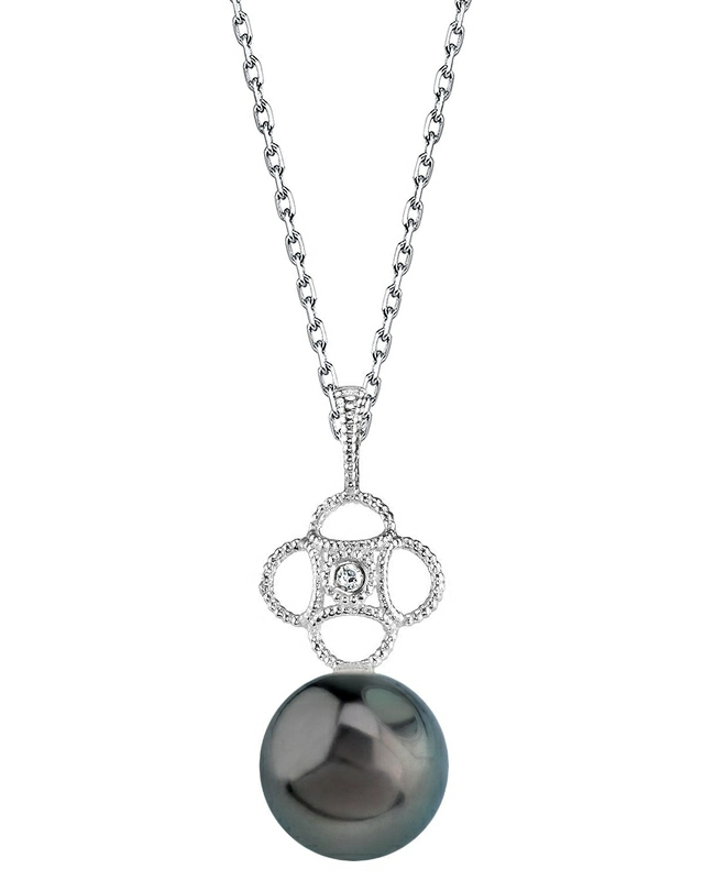 Tahitian South Sea Pearl & Diamond Lacy Pendant