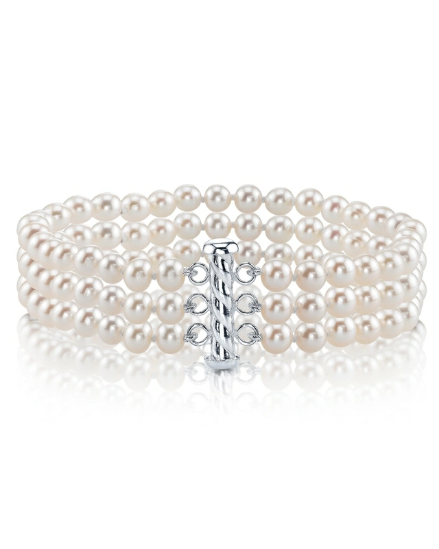 Triple White Freshwater Pearl Bracelet