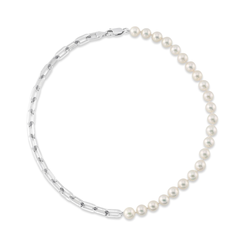 7mm White Freshwater Oscar Pearl & Chain Necklace