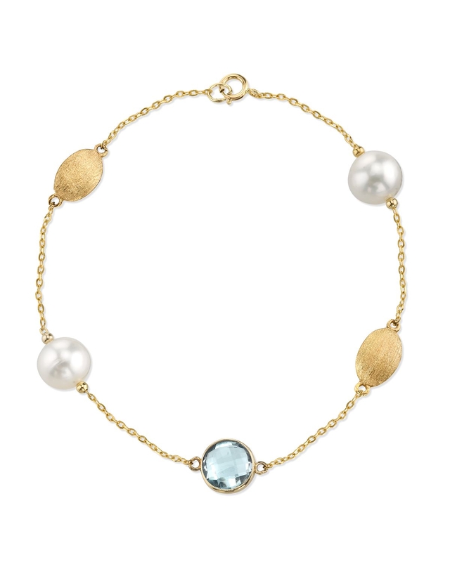 14K Gold Freshwater Pearl & Topaz Tincup Jolie Bracelet - Model Image