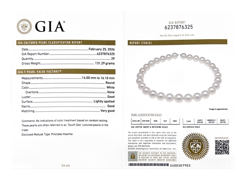 14-16mm White South Sea Pearl Necklace - GIA Certified - Model Image