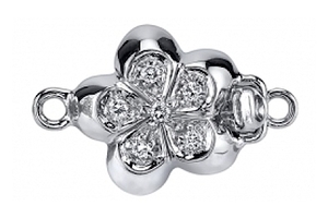 Diamond Flower Clasp   14K White Gold