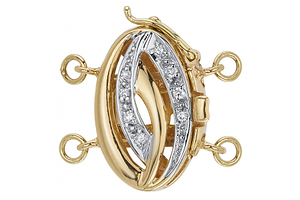 Double Diamond Oval   14K Yellow Gold