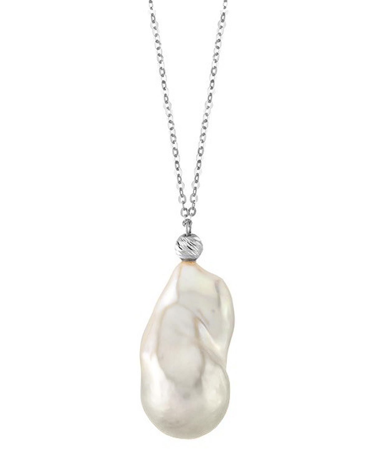 13mm White Freshwater Baroque Pearl Solitaire Designer Pendant