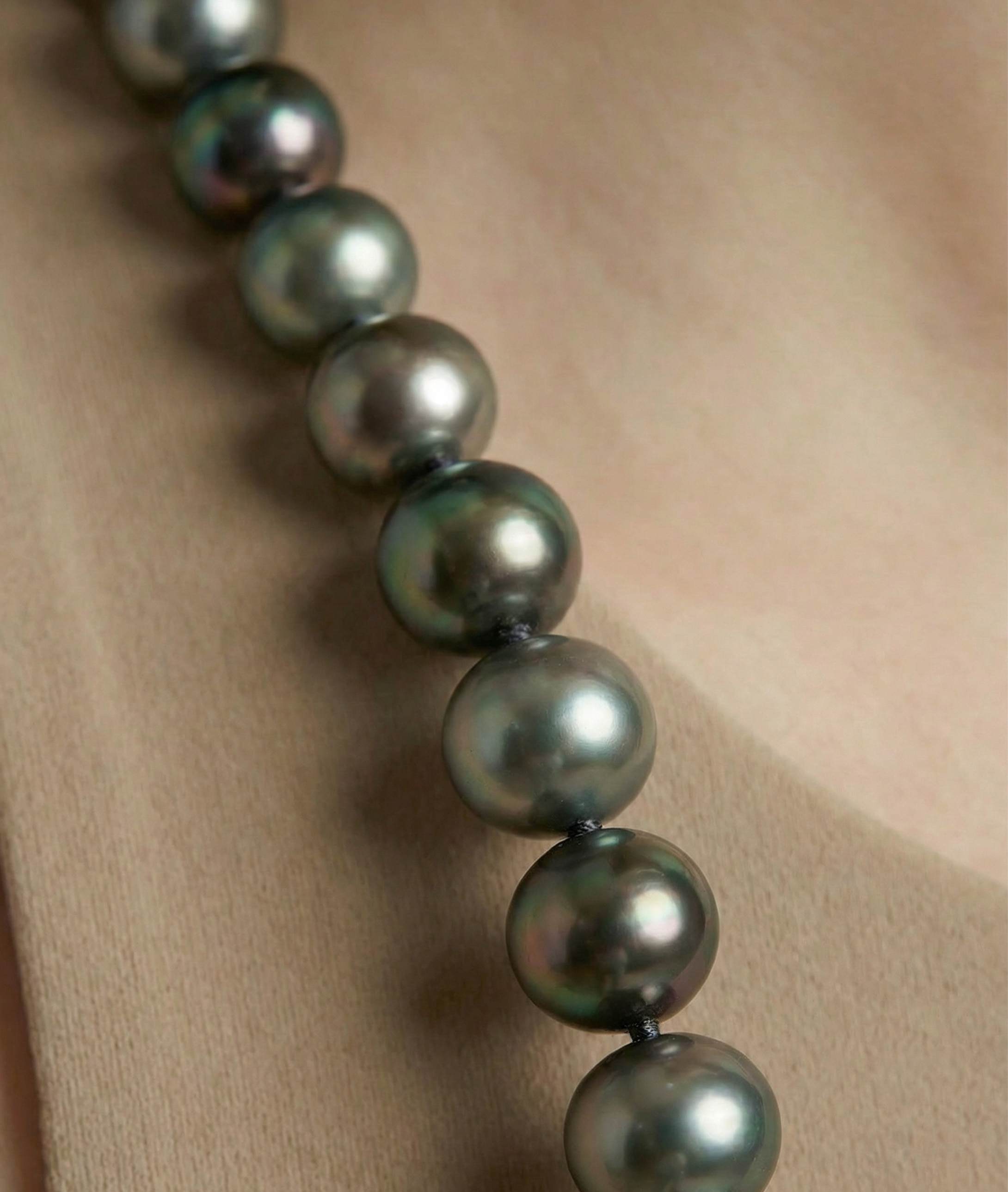 Opera Length 10-11mm Tahitian South Sea Pearl Necklace - AAAA Quality - Model Image