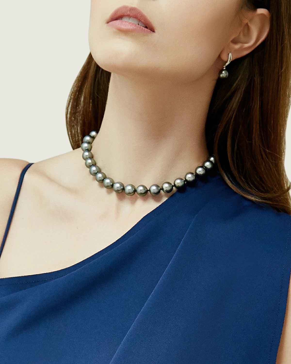 8-10mm Silver Tahitian South Sea Pearl Necklace - AAAA Quality