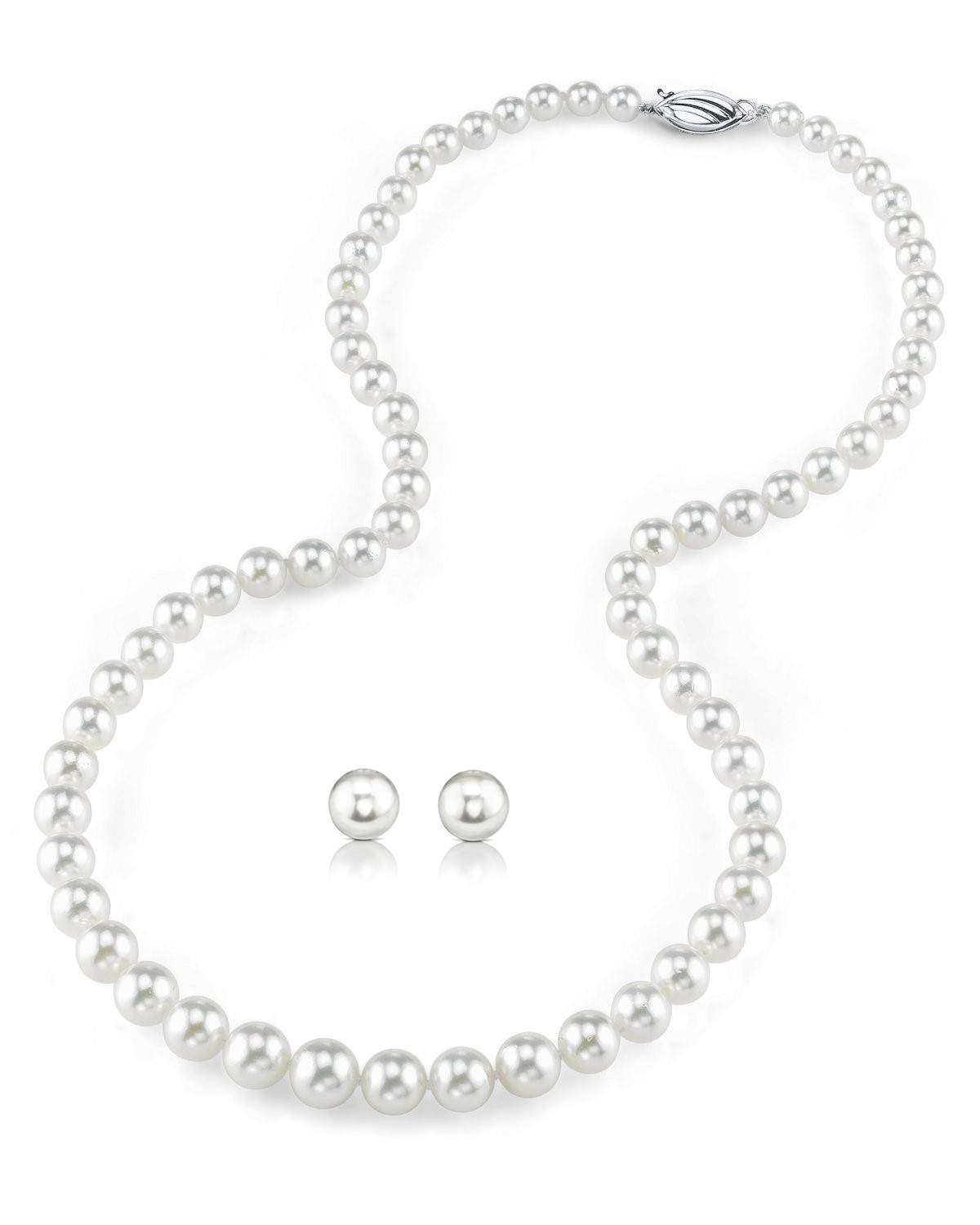6.0-8.0mm Hanadama Pearl Necklace and Earring Set