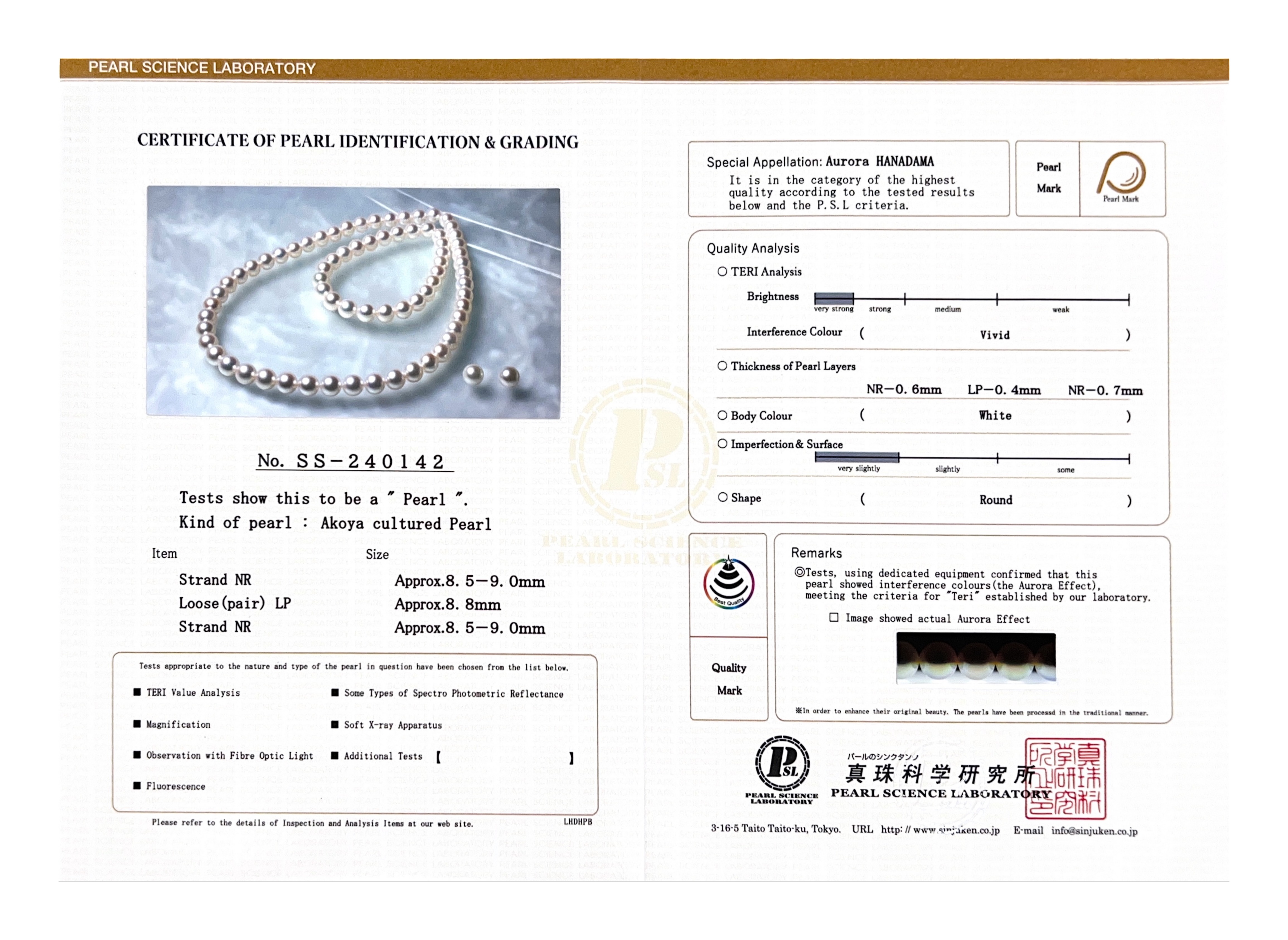 8.5-9.0mm Hanadama Pearl Set