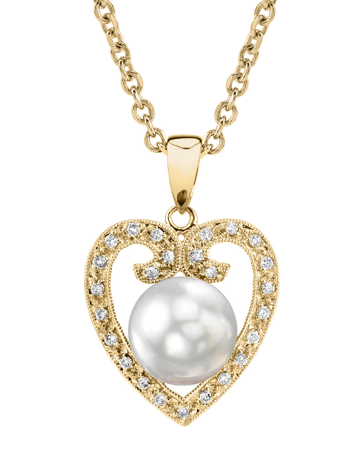 South Sea Pearl & Diamond 9mm Heart Shaped Pendant
