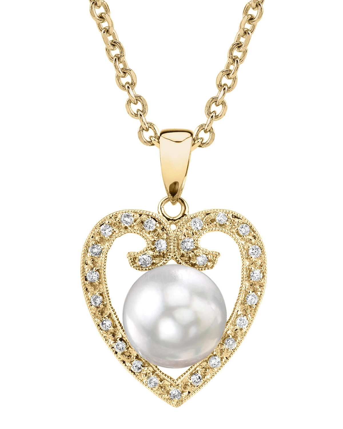 South Sea Pearl & Diamond 9mm Heart Shaped Pendant