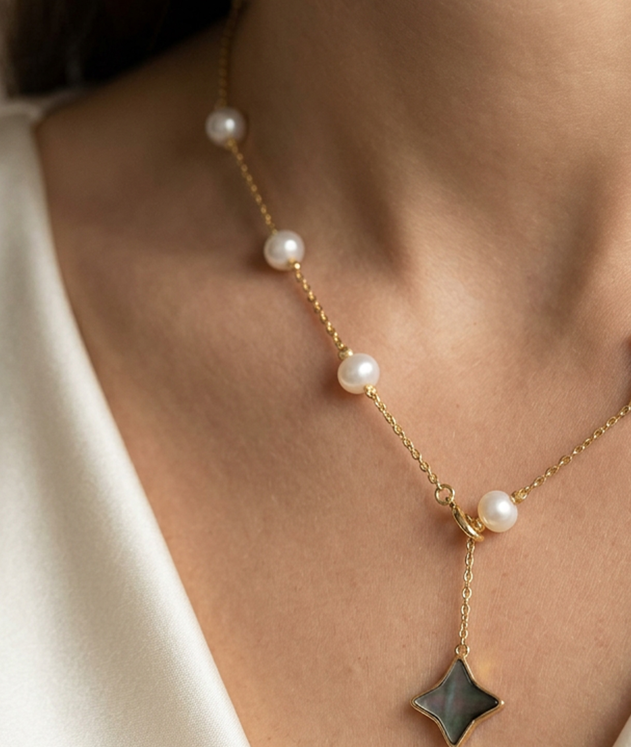 White Freshwater Pearl Anika Necklace - Secondary Image