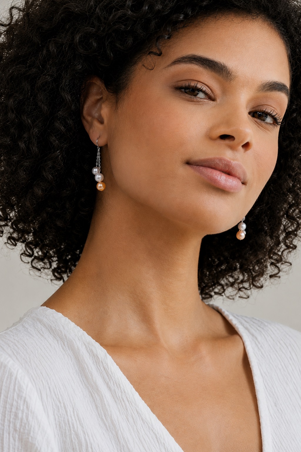 14K Gold Freshwater Multicolor Pearl Dangling Cluster Earrings - Secondary Image
