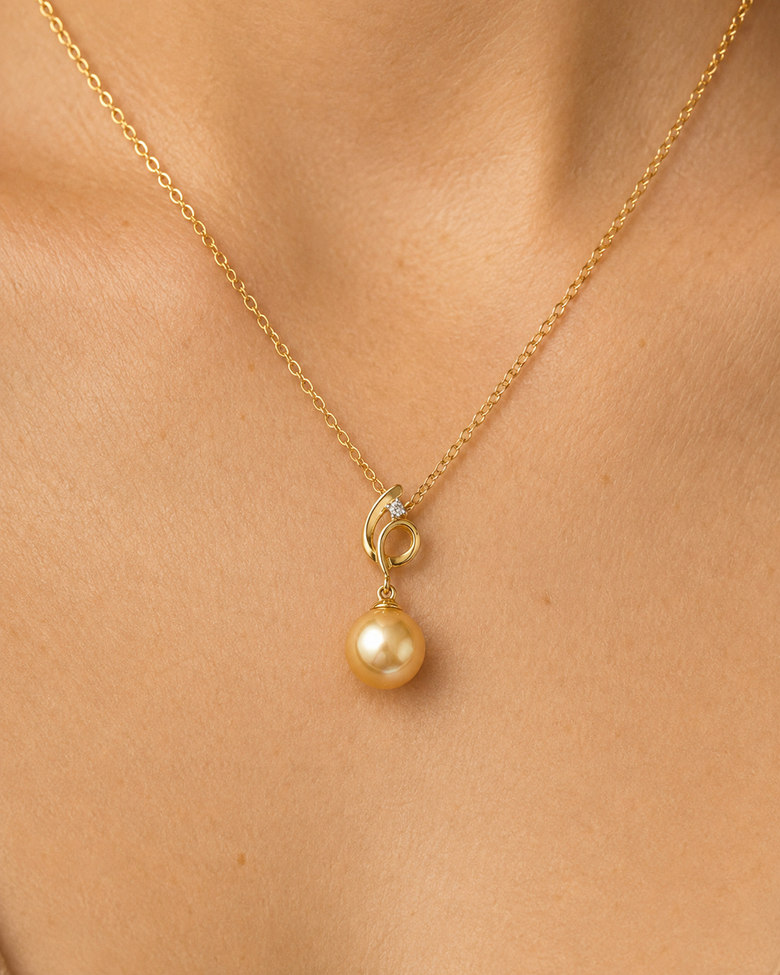 14K Gold Golden Pearl & Diamond Symphony Pendant - Secondary Image